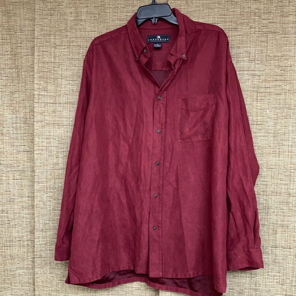Consensus sportswear mole skin button down shirt burgundy color